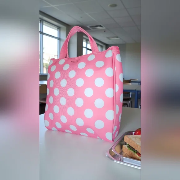 Kate Spade Pink & White Polka Dot Insulated Lunch Tote - Picture 11 of 12